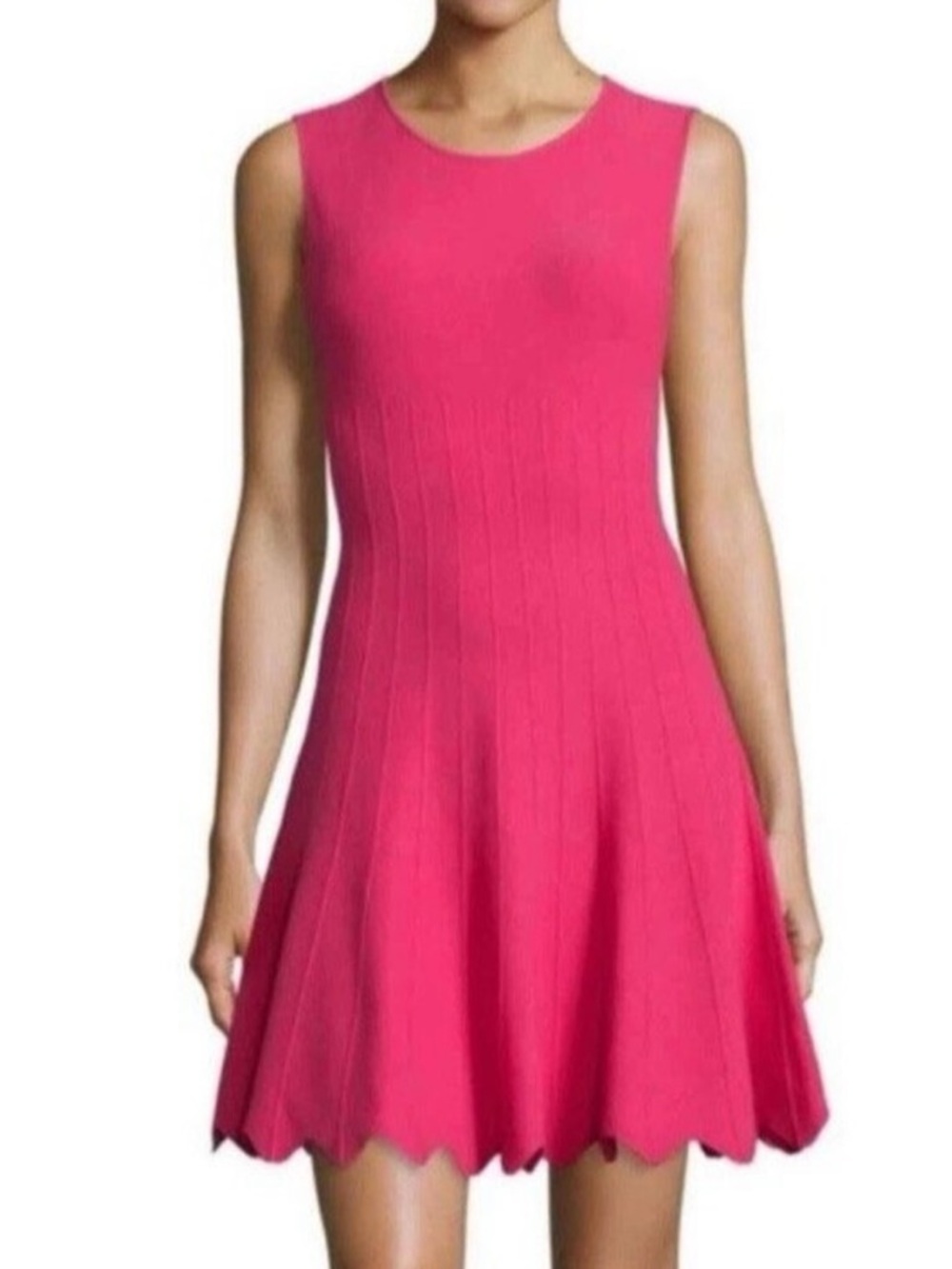 Alice + Olivia Paulie Fuchsia Hot Pink Sleeveless Fit-and-Flare Mini Dress Large